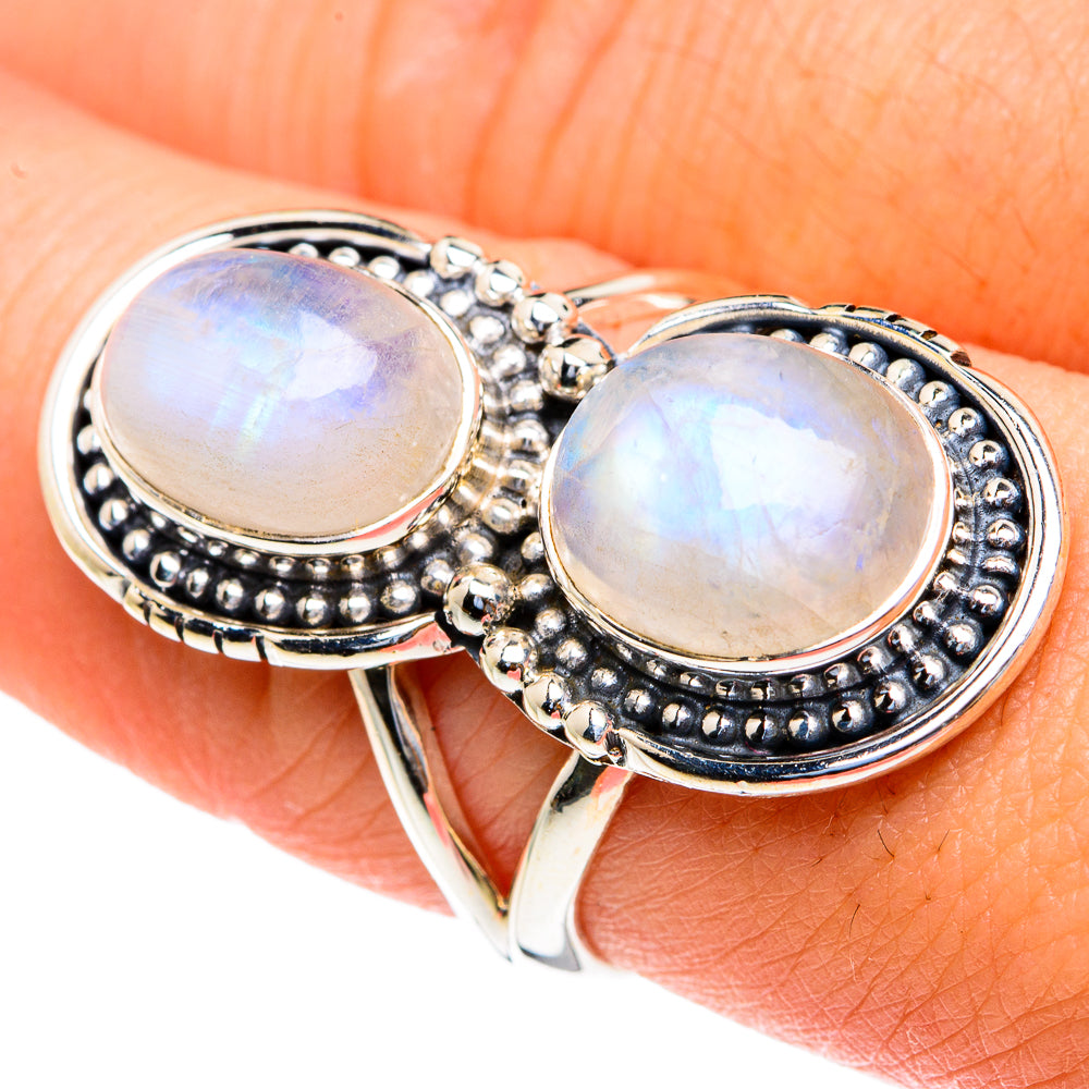 Rainbow Moonstone Rings handcrafted by Ana Silver Co - RING82095