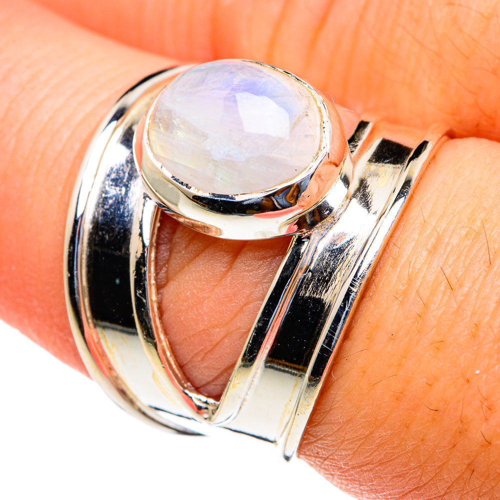 Rainbow Moonstone Rings handcrafted by Ana Silver Co - RING82096