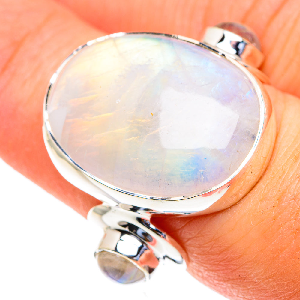 Rainbow Moonstone Rings handcrafted by Ana Silver Co - RING82097