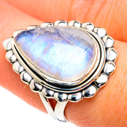 Rainbow Moonstone Rings handcrafted by Ana Silver Co - RING82098