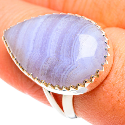 Blue Lace Agate Rings handcrafted by Ana Silver Co - RING82099