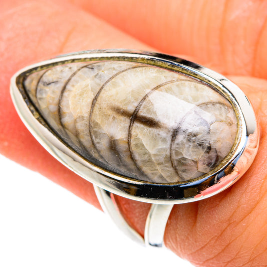 Orthoceras Fossil Rings handcrafted by Ana Silver Co - RING82104