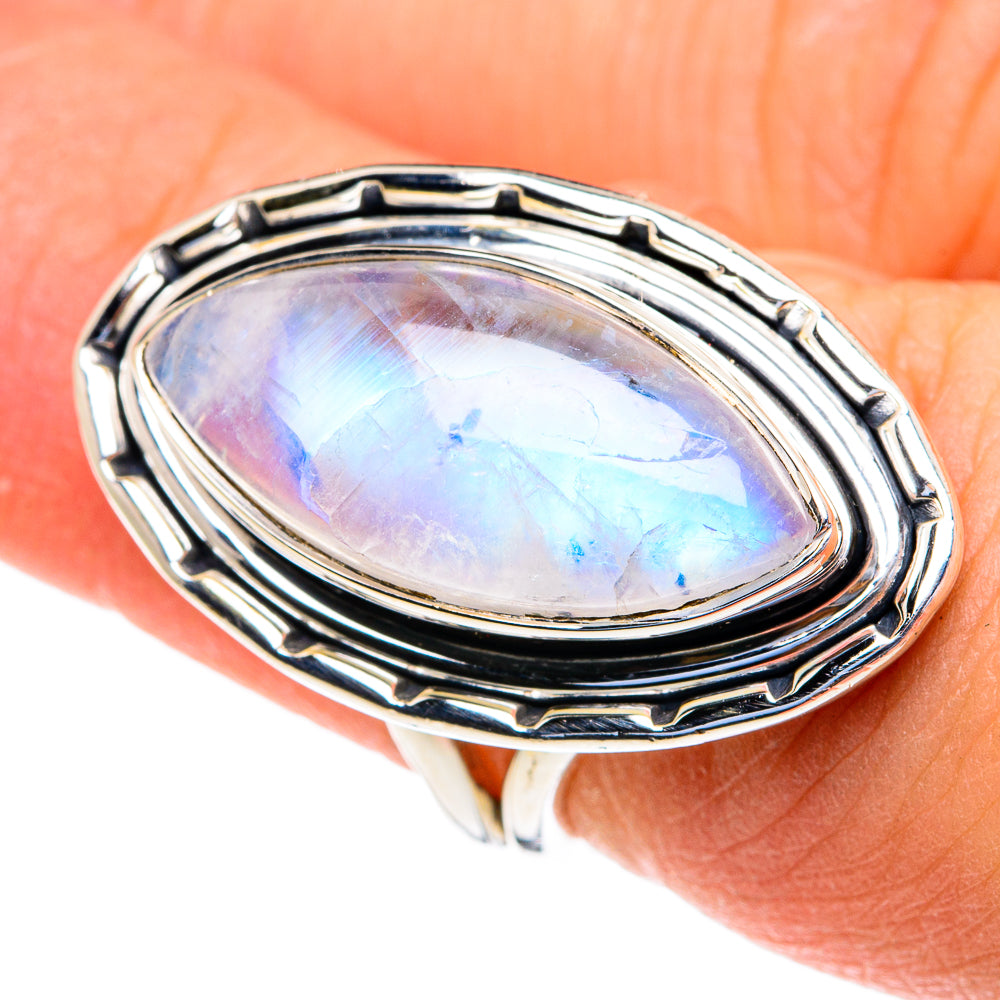 Rainbow Moonstone Rings handcrafted by Ana Silver Co - RING82134