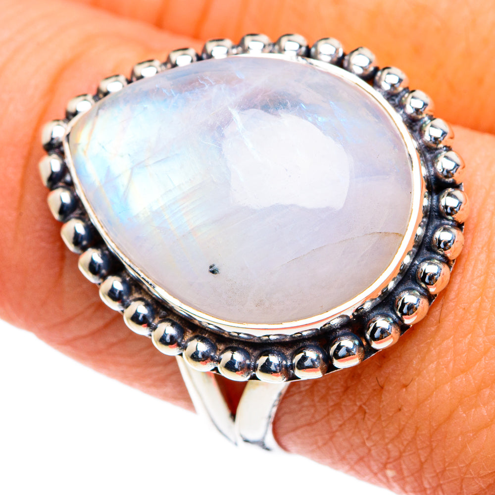 Rainbow Moonstone Rings handcrafted by Ana Silver Co - RING82135