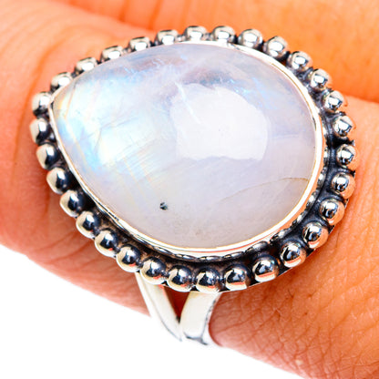 Rainbow Moonstone Rings handcrafted by Ana Silver Co - RING82135