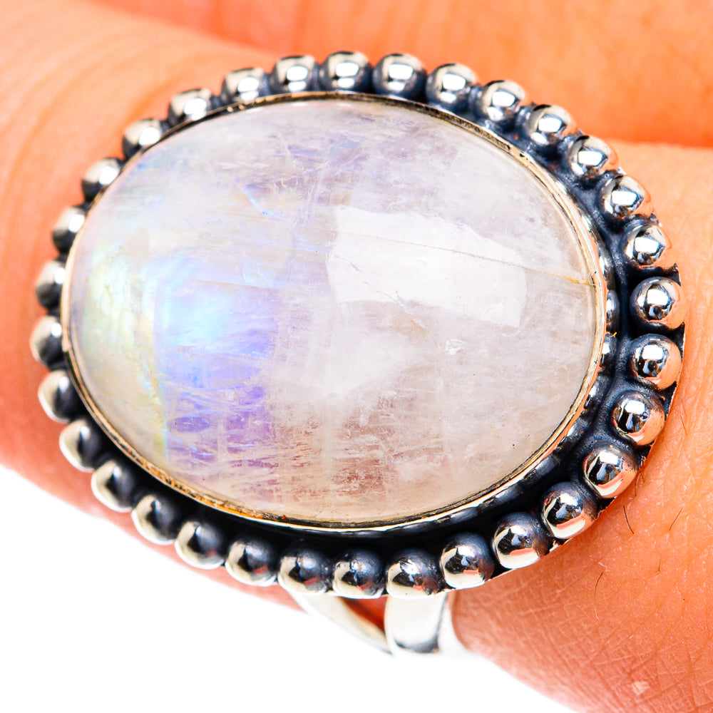 Rainbow Moonstone Rings handcrafted by Ana Silver Co - RING82137