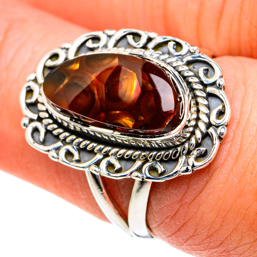 Mexican Fire Agate Rings handcrafted by Ana Silver Co - RING82158