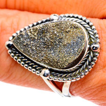 Spectro Pyrite Druzy Rings handcrafted by Ana Silver Co - RING82167