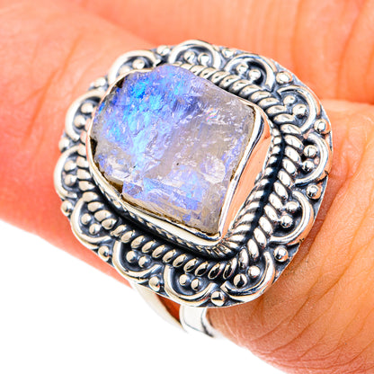 Rainbow Moonstone Rings handcrafted by Ana Silver Co - RING82171