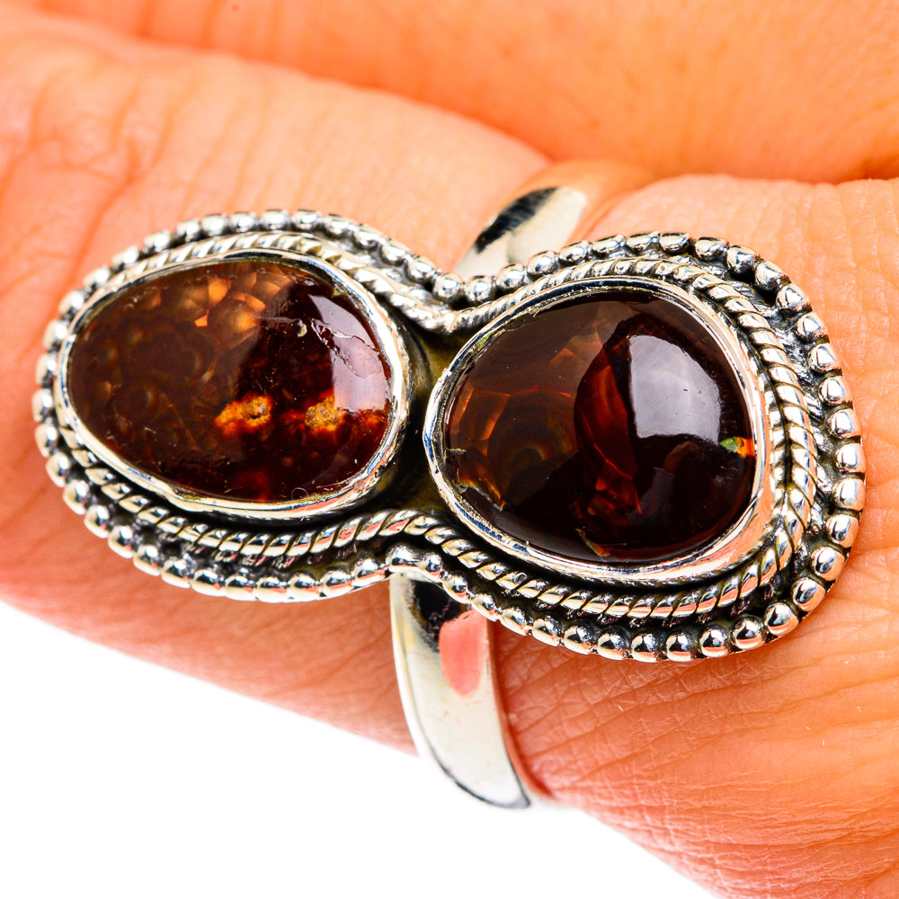 Mexican Fire Agate Rings handcrafted by Ana Silver Co - RING82207