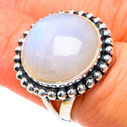 Rainbow Moonstone Rings handcrafted by Ana Silver Co - RING82219