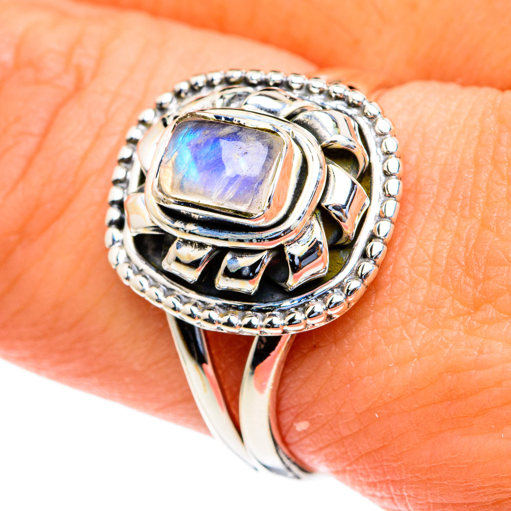 Rainbow Moonstone Rings handcrafted by Ana Silver Co - RING82221