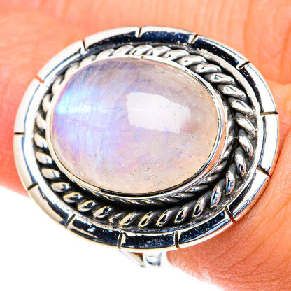 Rainbow Moonstone Rings handcrafted by Ana Silver Co - RING82222