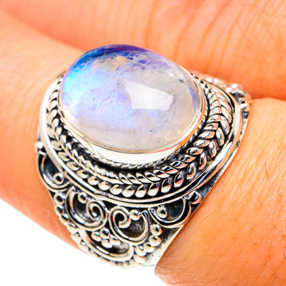 Rainbow Moonstone Rings handcrafted by Ana Silver Co - RING82254