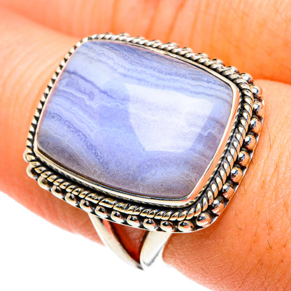 Blue Lace Agate Rings handcrafted by Ana Silver Co - RING82256