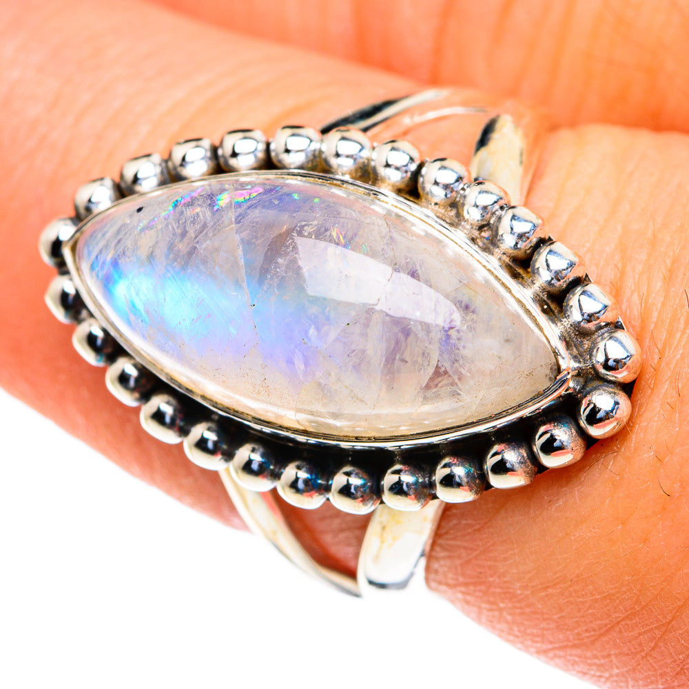 Rainbow Moonstone Rings handcrafted by Ana Silver Co - RING82258