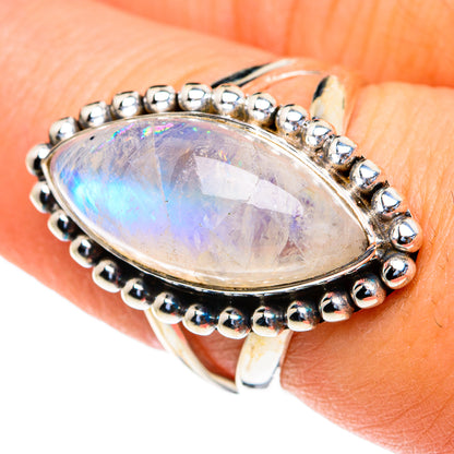 Rainbow Moonstone Rings handcrafted by Ana Silver Co - RING82258