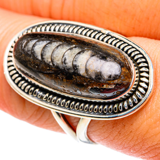Orthoceras Fossil Rings handcrafted by Ana Silver Co - RING82298