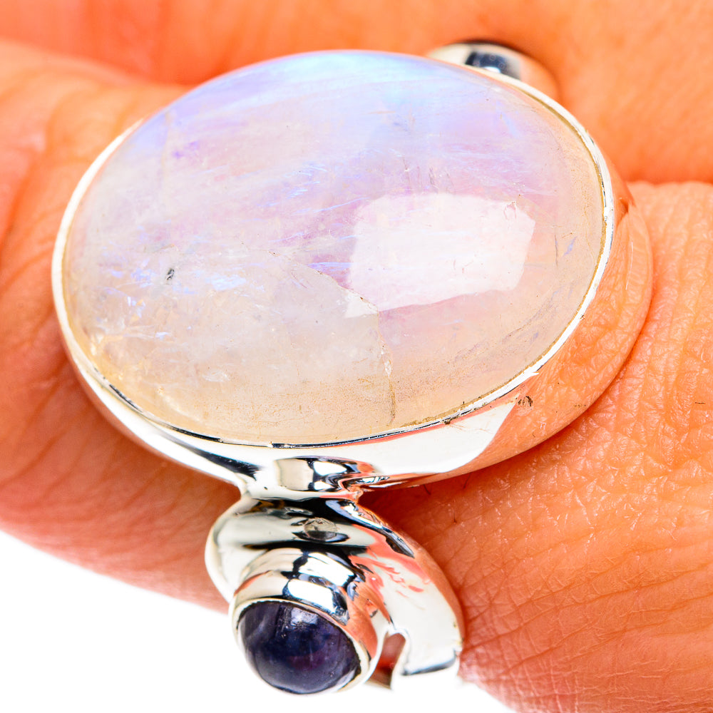 Rainbow Moonstone Rings handcrafted by Ana Silver Co - RING82305