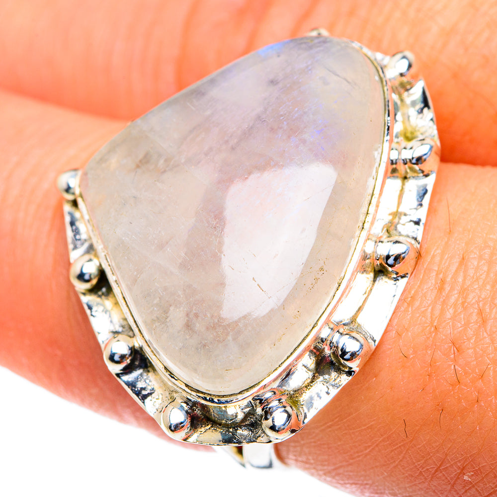 Rainbow Moonstone Rings handcrafted by Ana Silver Co - RING82307