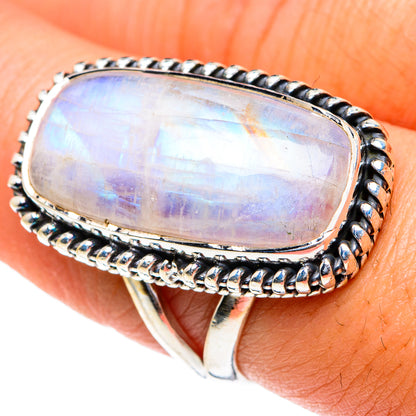 Rainbow Moonstone Rings handcrafted by Ana Silver Co - RING82308