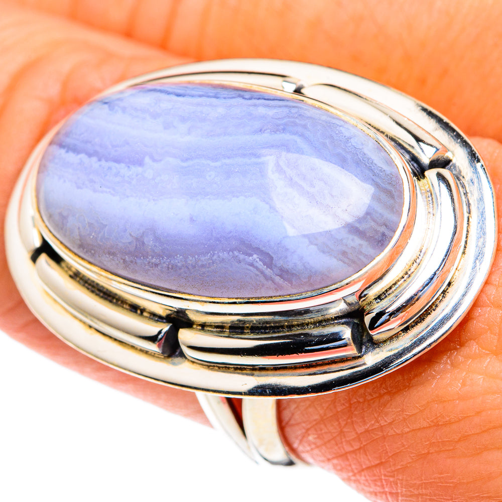 Blue Lace Agate Rings handcrafted by Ana Silver Co - RING82309