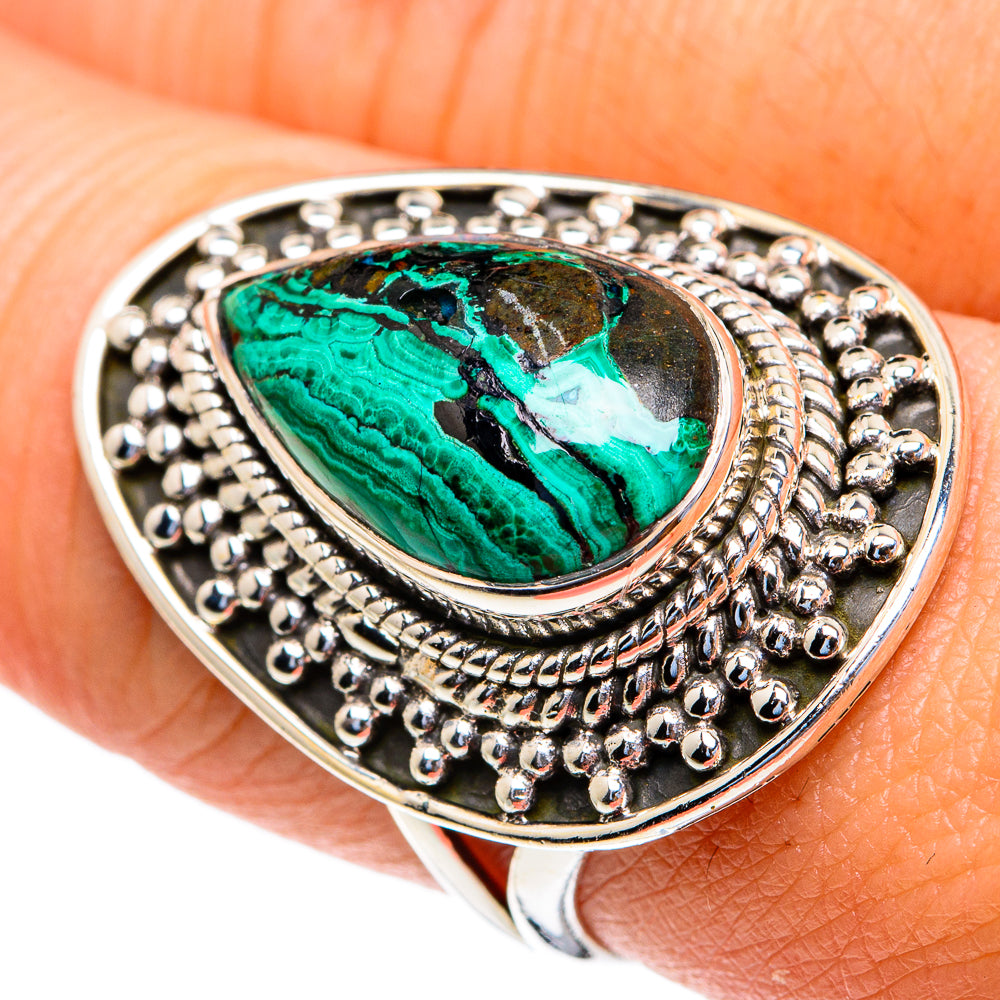 Malachite In Chrysocolla Rings handcrafted by Ana Silver Co - RING82327