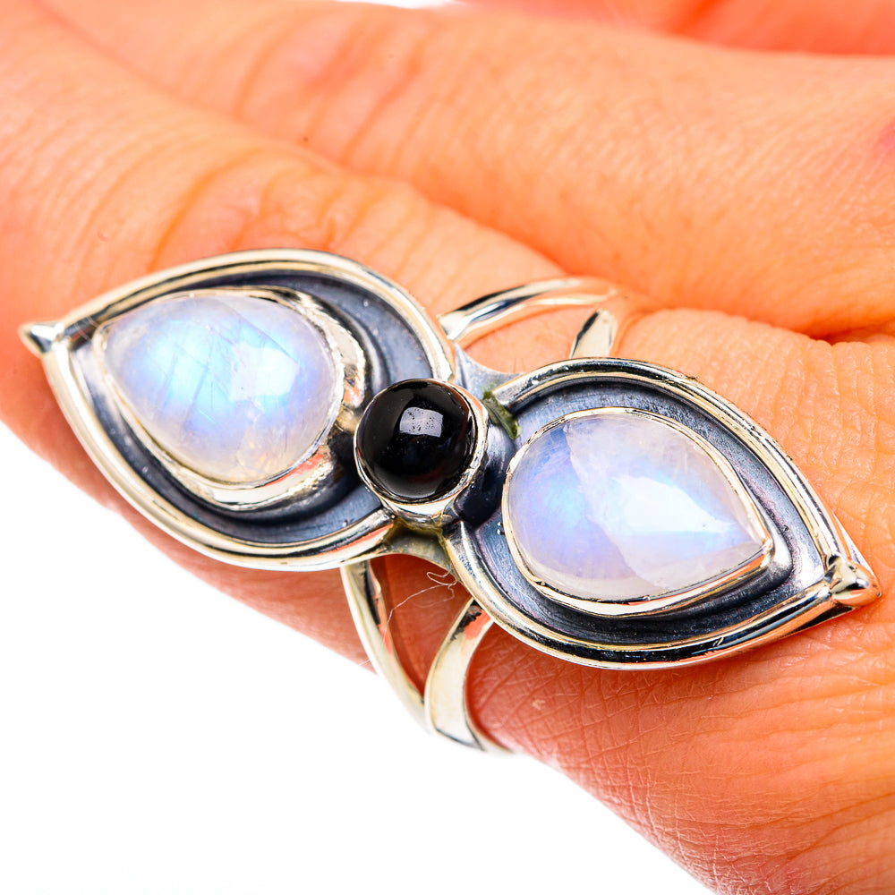 Rainbow Moonstone Rings handcrafted by Ana Silver Co - RING82345