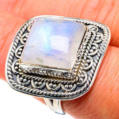 Rainbow Moonstone Rings handcrafted by Ana Silver Co - RING82346