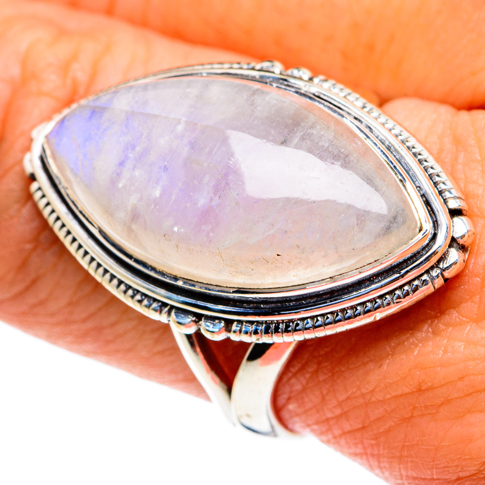 Rainbow Moonstone Rings handcrafted by Ana Silver Co - RING82348