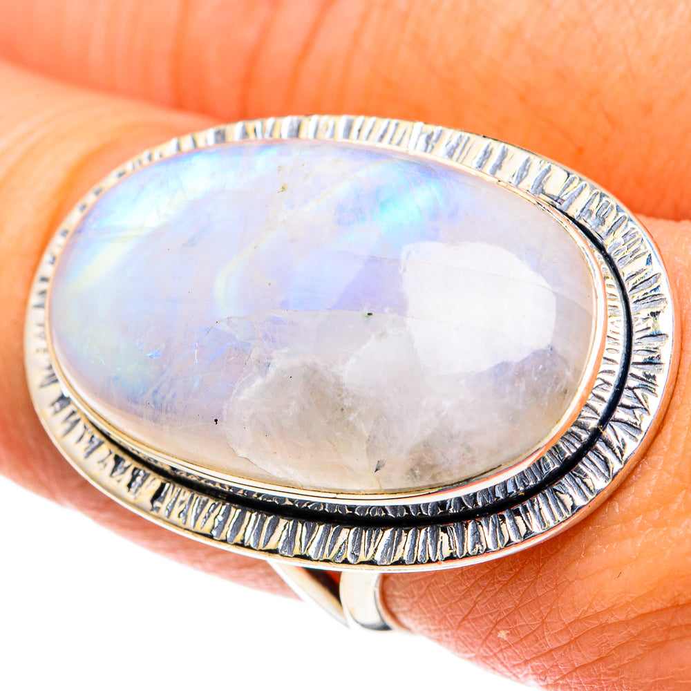 Rainbow Moonstone Rings handcrafted by Ana Silver Co - RING82350