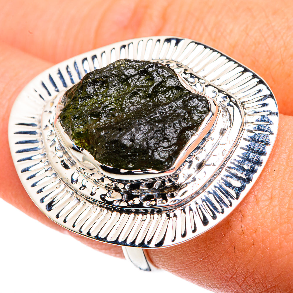 Czech Moldavite Rings handcrafted by Ana Silver Co - RING82377