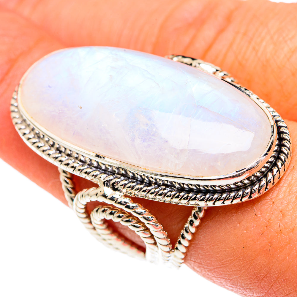 Rainbow Moonstone Rings handcrafted by Ana Silver Co - RING82385