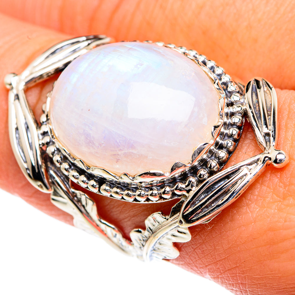 Rainbow Moonstone Rings handcrafted by Ana Silver Co - RING82386