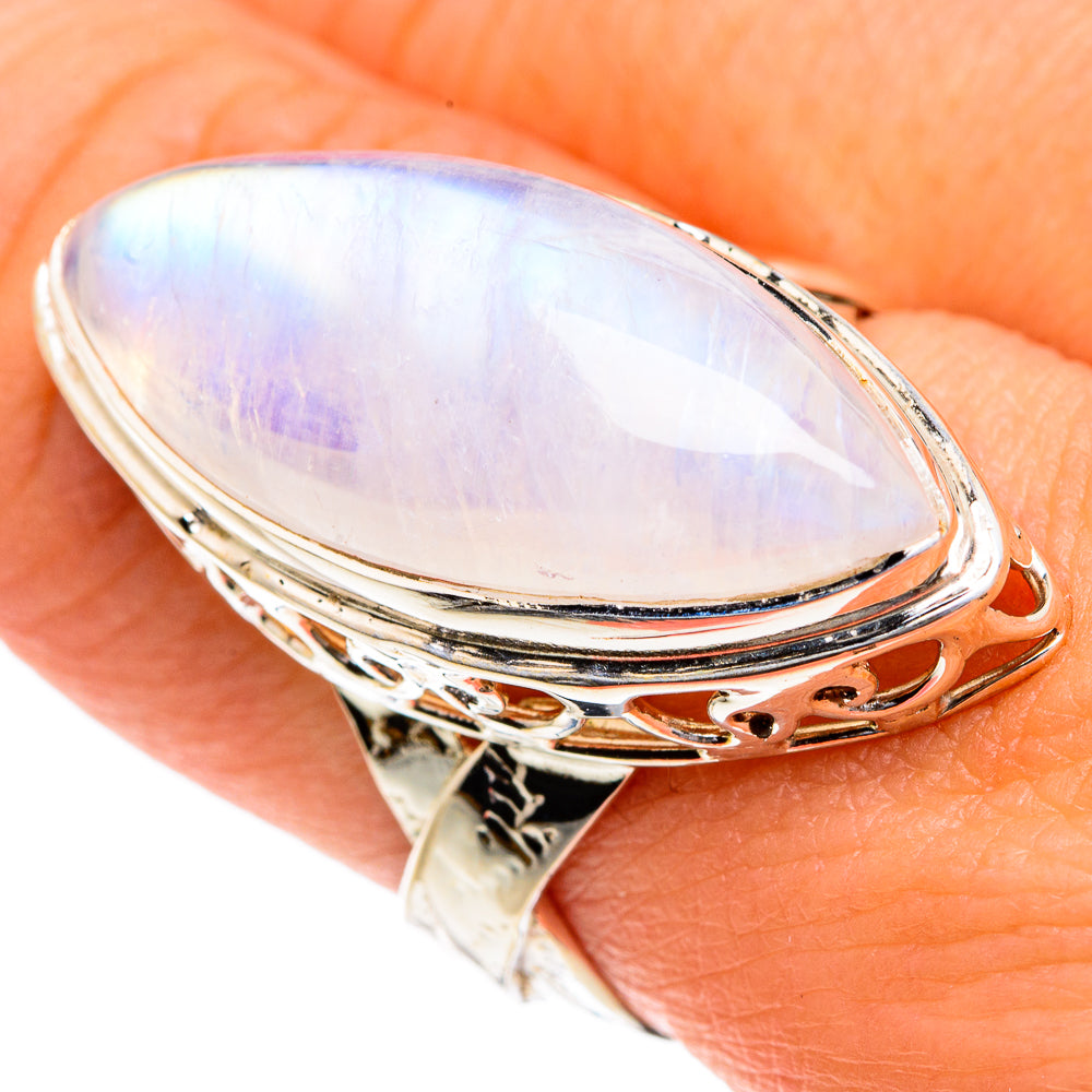 Rainbow Moonstone Rings handcrafted by Ana Silver Co - RING82408