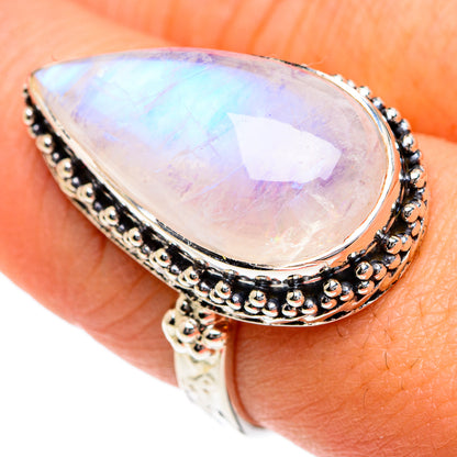 Rainbow Moonstone Rings handcrafted by Ana Silver Co - RING82409