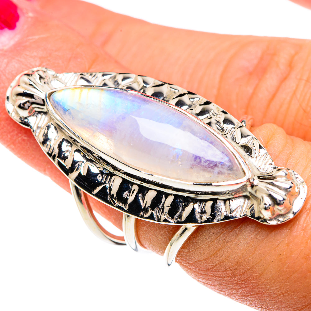 Rainbow Moonstone Rings handcrafted by Ana Silver Co - RING82410