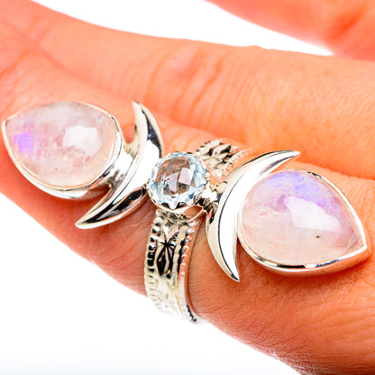 Rainbow Moonstone Rings handcrafted by Ana Silver Co - RING82411