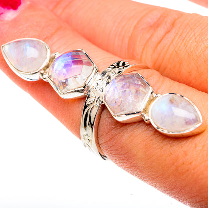 Rainbow Moonstone Rings handcrafted by Ana Silver Co - RING82428