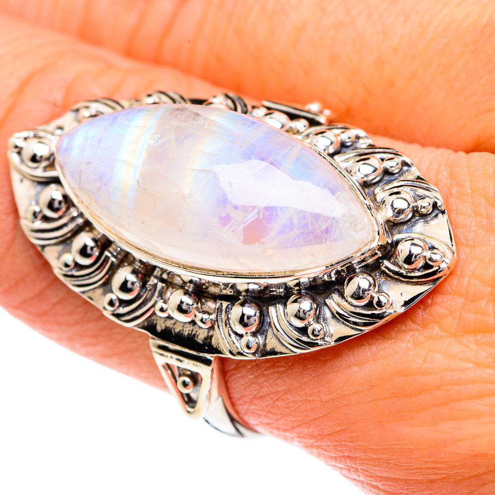 Rainbow Moonstone Rings handcrafted by Ana Silver Co - RING82437