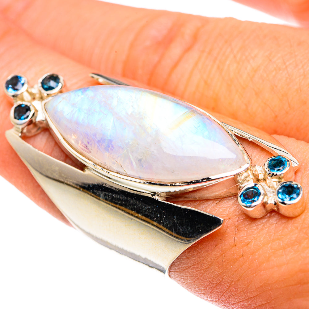 Rainbow Moonstone Rings handcrafted by Ana Silver Co - RING82438