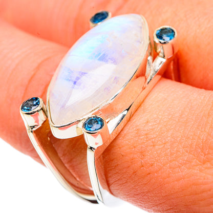 Rainbow Moonstone Rings handcrafted by Ana Silver Co - RING82439