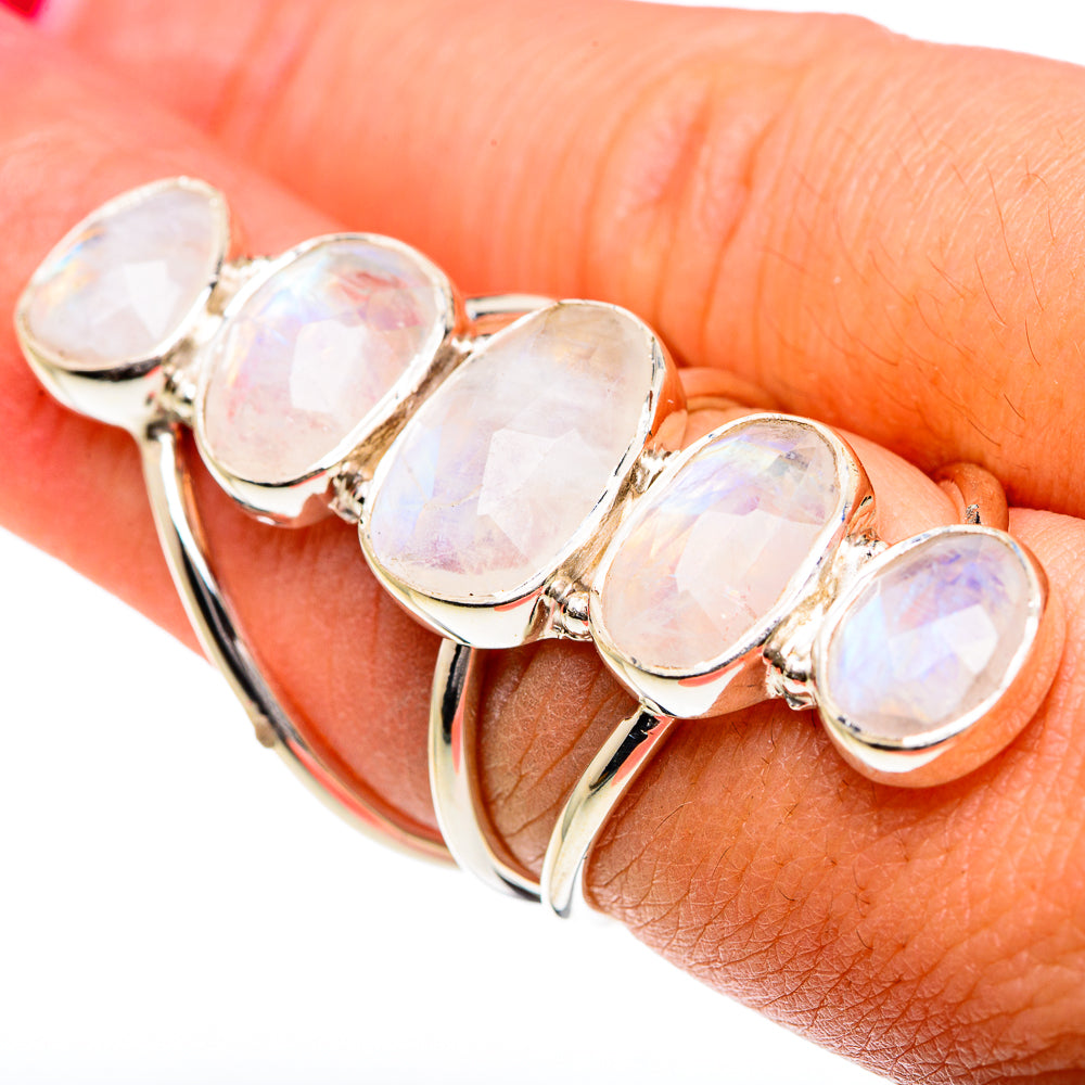 Rainbow Moonstone Rings handcrafted by Ana Silver Co - RING82441