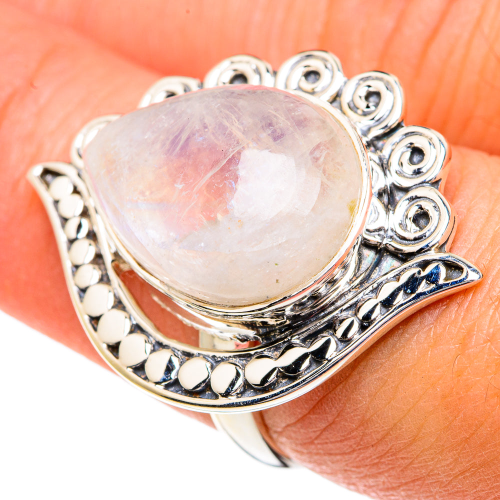 Rainbow Moonstone Rings handcrafted by Ana Silver Co - RING82448