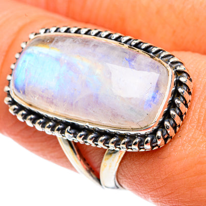 Rainbow Moonstone Rings handcrafted by Ana Silver Co - RING82488