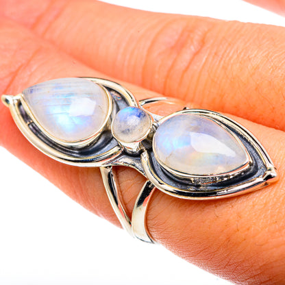 Rainbow Moonstone Rings handcrafted by Ana Silver Co - RING82489
