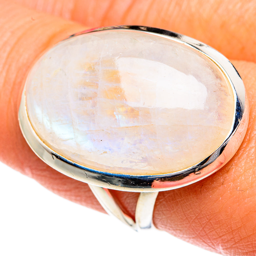 Rainbow Moonstone Rings handcrafted by Ana Silver Co - RING82490