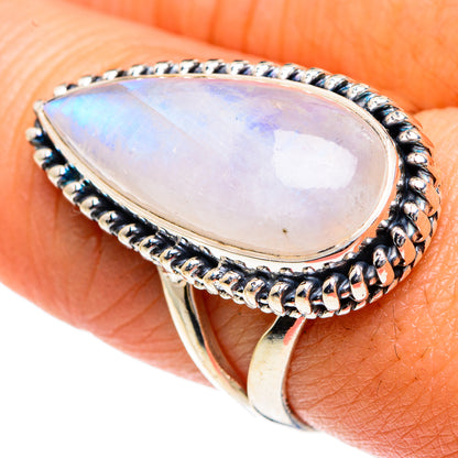 Rainbow Moonstone Rings handcrafted by Ana Silver Co - RING82493