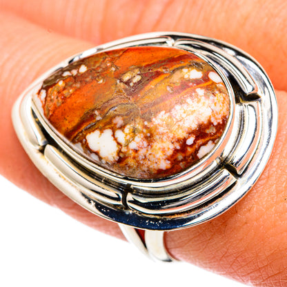 Oval wild horse jasper set in sterling silver ring, size 8.75