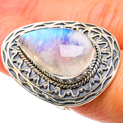 Rainbow Moonstone Rings handcrafted by Ana Silver Co - RING82529